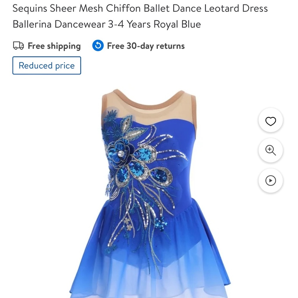 IBTOM CASTLE Elegant Blue Chiffon Ballet Dance Dress for Kids